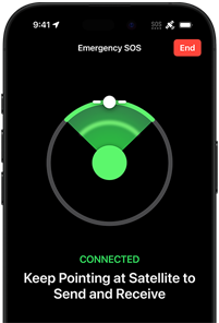 (US En) Showing the user's GPS location and messaging via Satellite feature on iPhone 16 Pro