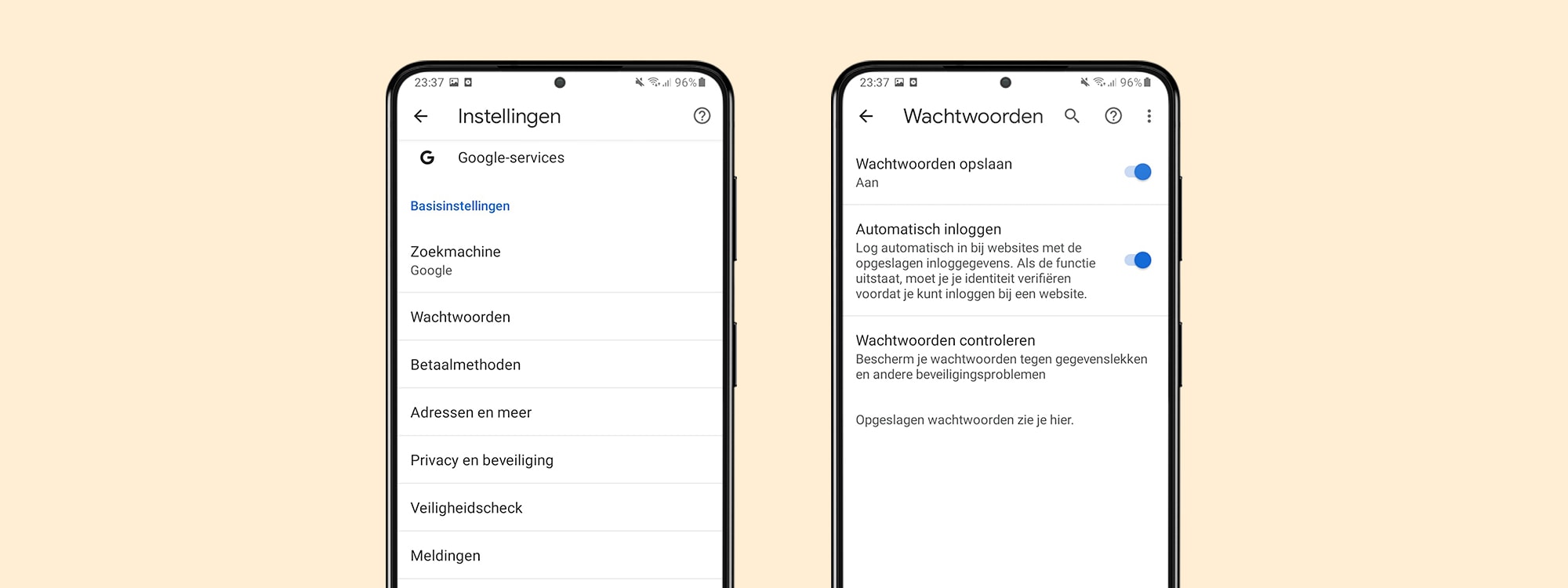 hoe opgeslagen wachtwoorden android terugvinden